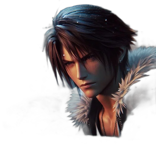 face, jacket, fantasy art, concept art, photorealistic, 3d render, blue, close-up transparent PNG cut-out