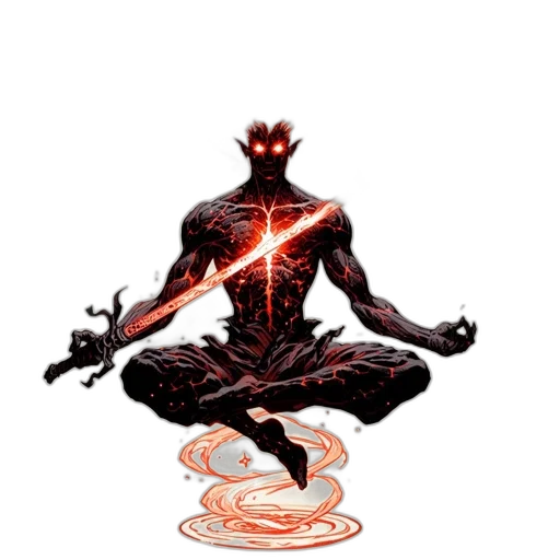 staff, concept art, comic book art, pixel art, fantasy art, fire, red, dark transparent PNG cut-out