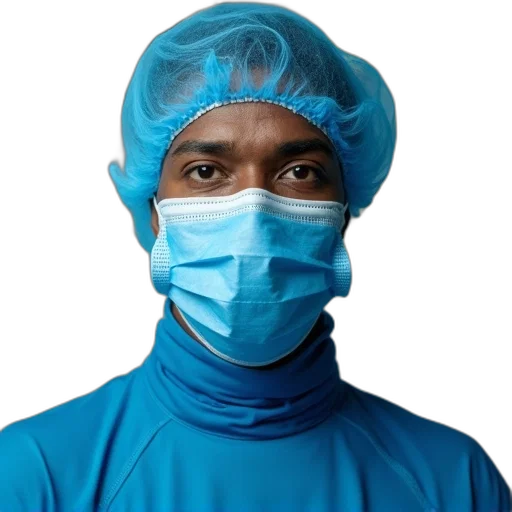 staff, mask, face, blue, man, wearing, surgical, front transparent PNG cut-out