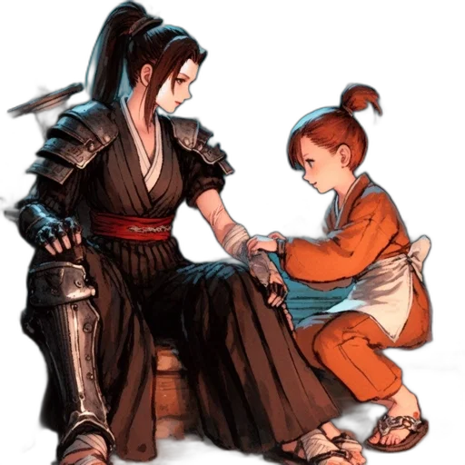 concept art, fantasy art, comic book art, pixel art, fire, two, anime, females transparent PNG cut-out