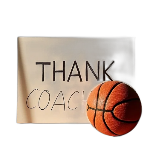 thank, card, basketball, word, coach transparent PNG cut-out