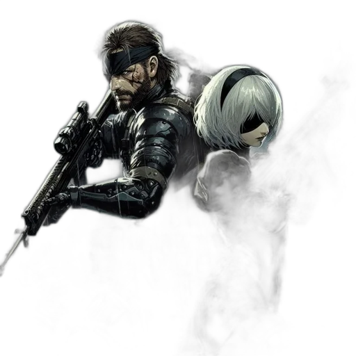 weapon, staff, mask, concept art, comic book art, cyberpunk, fantasy art, monochrome transparent PNG cut-out