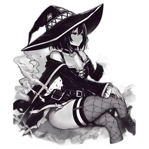 hat, staff, weapon, dress, fantasy art, concept art, pixel art, comic book art transparent PNG cut-out