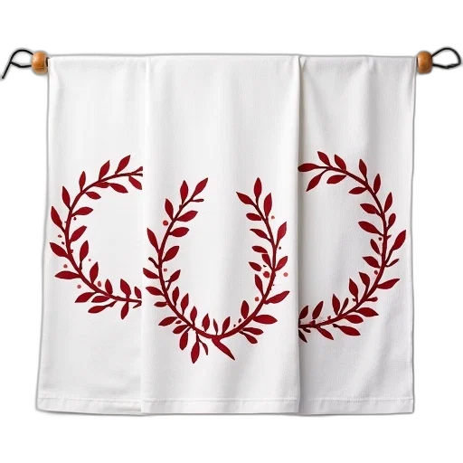 set, three, kitchen, towels, red, berry, wreaths transparent PNG cut-out