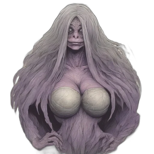 creature, mask, hair, face, fantasy art, concept art, comic book art, watercolor transparent PNG cut-out