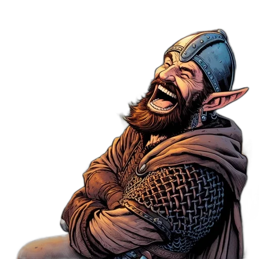 sword, face, staff, comic book art, concept art, fantasy art, jovial, dwarf transparent PNG cut-out