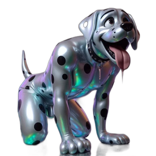 animal, 3d render, concept art, photorealistic, animated, metallic, dog, character transparent PNG cut-out