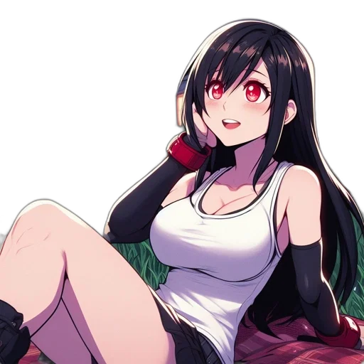 dress, weapon, anime, pixel art, cartoon, concept art, red, dark transparent PNG cut-out