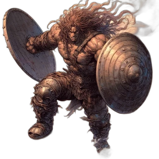 weapon, hair, sword, creature, concept art, fantasy art, comic book art, 3d render transparent PNG cut-out