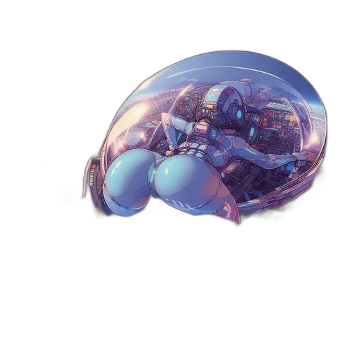 mask, crown, hat, robot, vaporwave, concept art, 3d render, cyberpunk transparent PNG cut-out