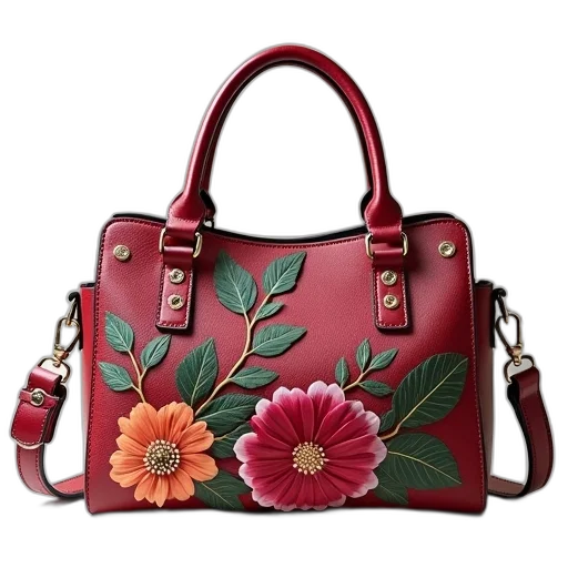 photorealistic, red, womens, floral transparent PNG cut-out