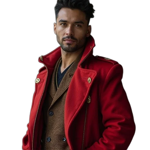 jacket, staff, dragon, photorealistic transparent PNG cut-out