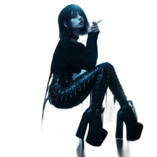 shoes, umbrella, dress, concept art, photorealistic, pixel art, cyberpunk, neon lights transparent PNG cut-out