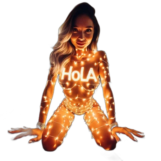 dress, jewelry, pixel art, concept art, neon lights, woman, seated, luxurious transparent PNG cut-out