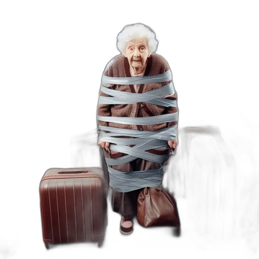 staff, concept art, photorealistic, 3d render, watercolor, elderly, woman, wrapped transparent PNG cut-out
