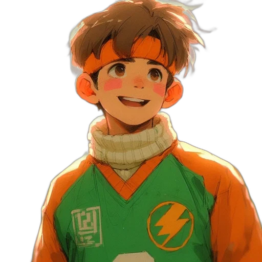 jacket, face, anime, cartoon, watercolor, pixel art, green, neon transparent PNG cut-out