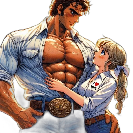 jacket, comic book art, anime, concept art, pixel art, muscular, man, woman transparent PNG cut-out