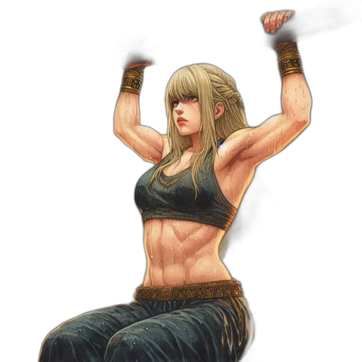 sword, weapon, fantasy art, concept art, comic book art, pixel art, woman, hangs transparent PNG cut-out