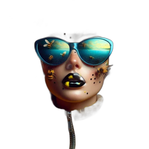 mask, staff, face, jewelry, concept art, 3d render, cyberpunk, fantasy art transparent PNG cut-out
