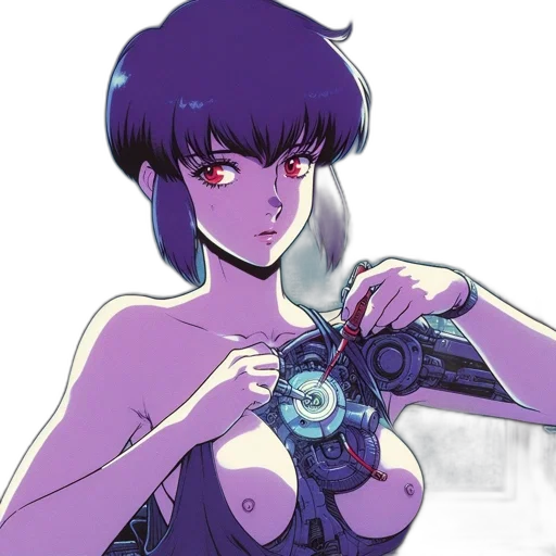 weapon, robot, dress, jewelry, concept art, cyberpunk, anime, comic book art transparent PNG cut-out
