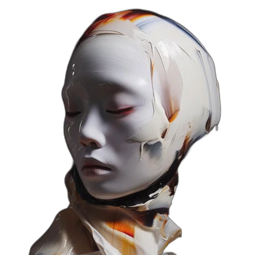 mask, face, robot, jewelry, photorealistic, concept art, 3d render, oil painting transparent PNG cut-out
