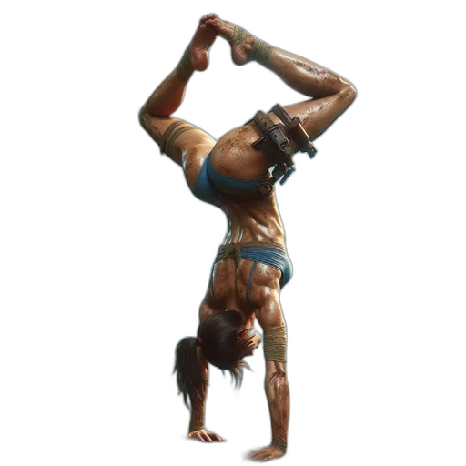 staff, concept art, photorealistic, muscular, woman, blue, bikini, performs transparent PNG cut-out