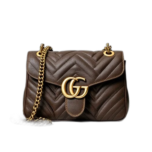 close-up, image, brown, black, patterned, handbag, gold, chain transparent PNG cut-out