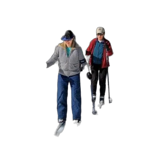 3d render, concept art, two, people, cross-country, skiing, snowy, forest transparent PNG cut-out