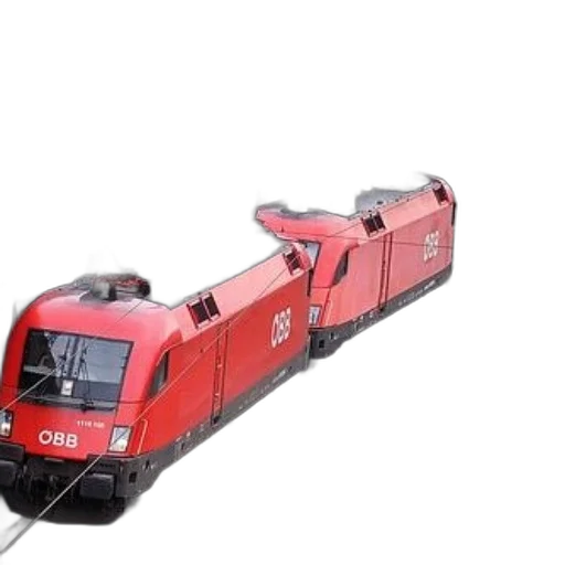 3d render, red, electric, train, letters, obb, side, parked transparent PNG cut-out