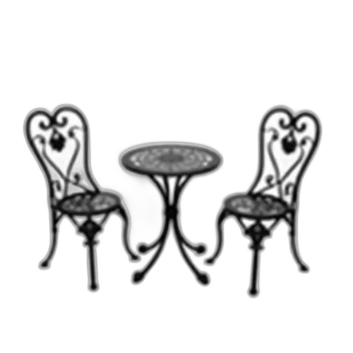 furniture, jewelry, monochrome, black, wrought, iron, bistro, set transparent PNG cut-out