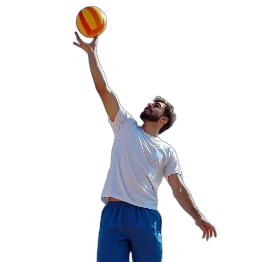 staff, photorealistic, young, man, playing, volleyball, sunny, day transparent PNG cut-out