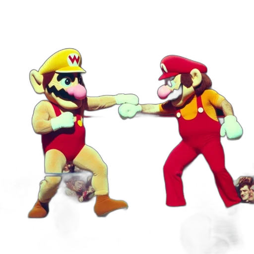 concept art, 3d render, pixel art, fire, two, boxing, characters, each transparent PNG cut-out