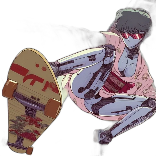 weapon, robot, sword, anime, concept art, vaporwave, comic book art, red transparent PNG cut-out