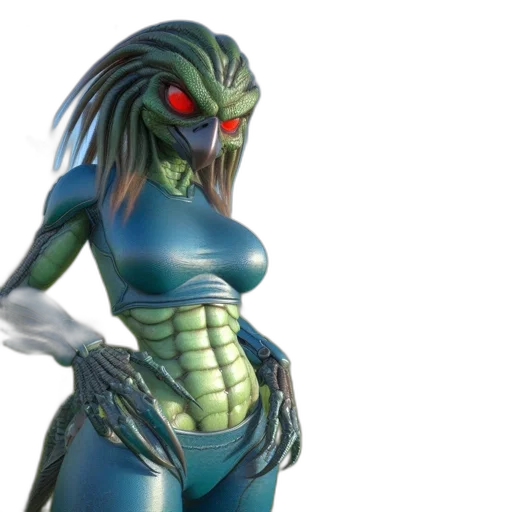 concept art, 3d render, comic book art, fantasy art, anthropomorphic, creature, green, scale transparent PNG cut-out