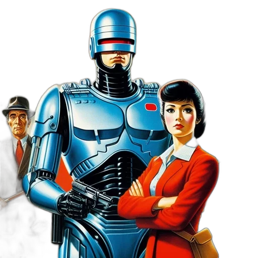 robot, concept art, comic book art, eclectic, setting, featuring, mix, old transparent PNG cut-out