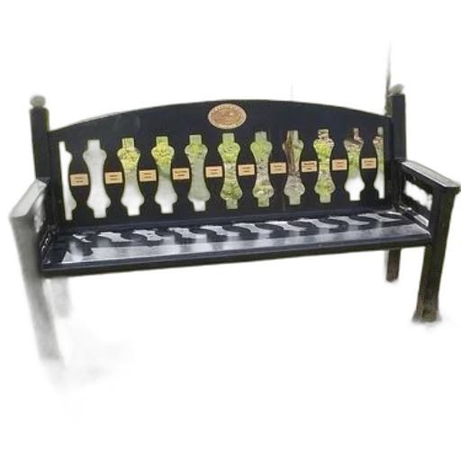 furniture, crown, black, wooden, bench, gold, plaques, intricate transparent PNG cut-out