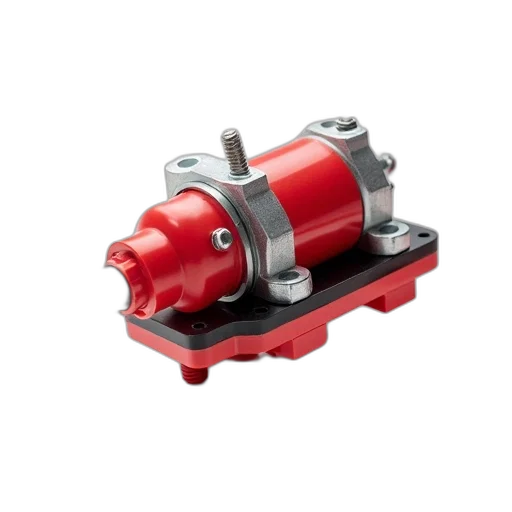 close-up, image, red, black, electrical, component, wire, attached transparent PNG cut-out