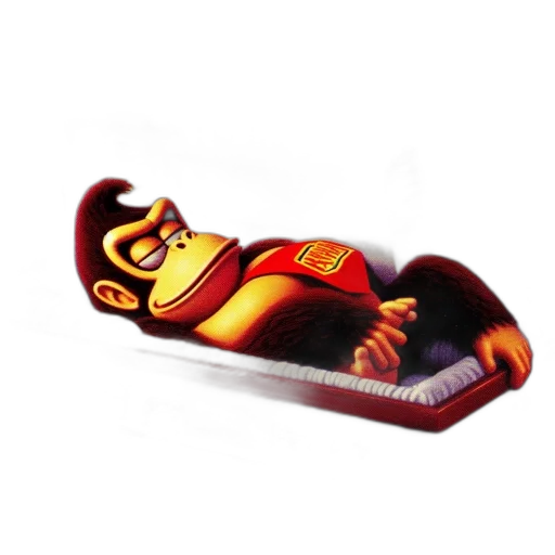 shoes, 3d render, reclined, grinning, cartoonish, gorilla, wears, red transparent PNG cut-out