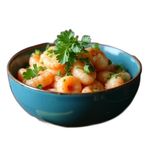 food, photorealistic, 3d render, blue, bowl, filled, seafood, salad transparent PNG cut-out