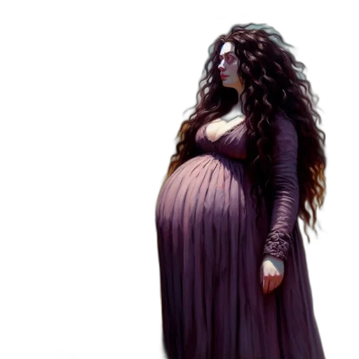 dress, concept art, fantasy art, photorealistic, pixel art, pregnant, woman, long transparent PNG cut-out
