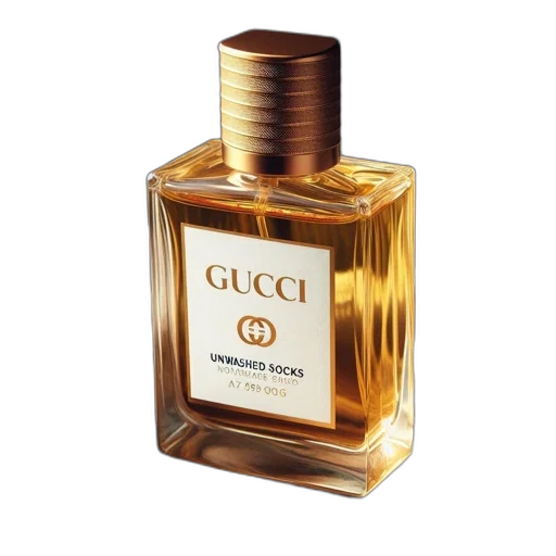 bottle, gucci, marked, unwashed, socks, containing, mysterious, scent transparent PNG cut-out
