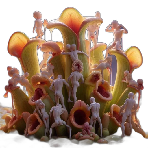 flower, crown, hat, creature, 3d render, concept art, fantasy art, photorealistic transparent PNG cut-out