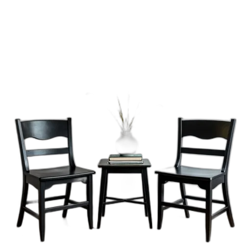 furniture, staff, 3d render, monochrome, pair, black, wooden, chairs transparent PNG cut-out