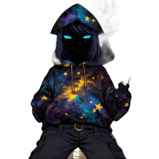jacket, mask, staff, concept art, pixel art, fantasy art, cyberpunk, outer space transparent PNG cut-out