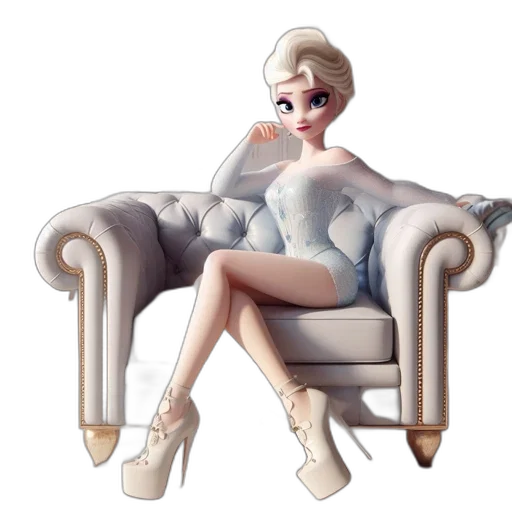 furniture, dress, 3d render, concept art, cartoon, fantasy art, snow, pastel transparent PNG cut-out