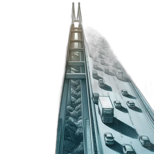 car, building, concept art, cyberpunk, comic book art, 3d render, fog, snow transparent PNG cut-out