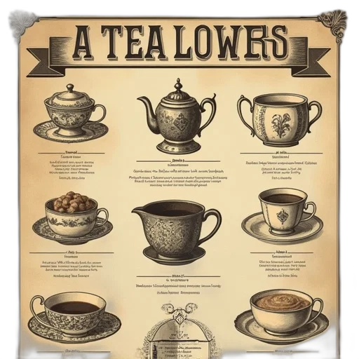 vintage, food, poster, parchment, paper, tea, lovers, guide transparent PNG cut-out