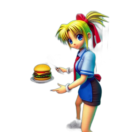 food, staff, dress, weapon, pixel art, concept art, vaporwave, 3d render transparent PNG cut-out