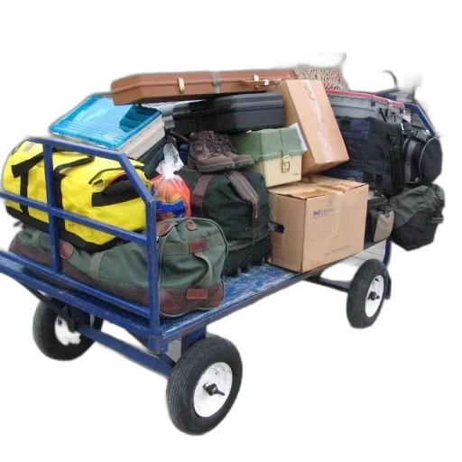 furniture, car, cart, filled, luggage, boxes, parked, wooden transparent PNG cut-out