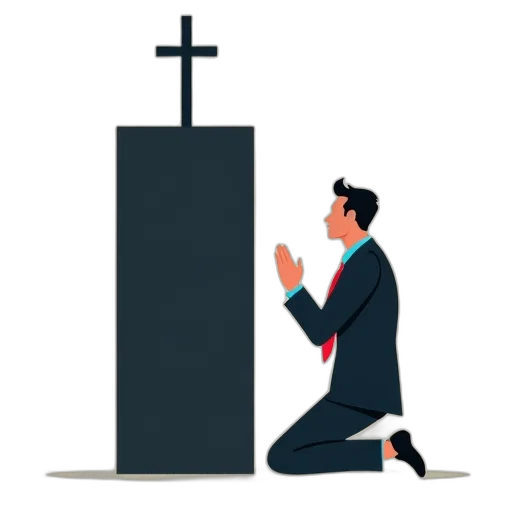stylized, illustration, man, suit, kneeling, one, knee, his transparent PNG cut-out